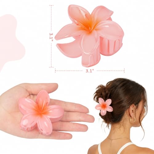 6 Pcs Flower Hair Clips for Women, Hawaiian Hibiscus Flower Claw Clips, Summer Beach Essentials Hair Accessories - color: Multicolor