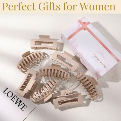 Blond Hair Clips for Women - 8 Pack 4.3 Inch Large Matte Banana Claw Clips for Women Thin Thick Curly Hair, Big Strong Hold jaw - color: Blond