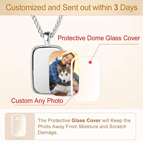 Custom4U Personalized Photo Necklace - Custom Heart/Oval/Round Charm Necklaces with Picture + Chain Adjustable - Stainless Steel/Acrylic Pendant Memorial Jewelry Christmas Gifts for Women - color: C-Silver Color