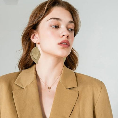 Genuine Leather Handmade Fringe Feather Lightweight Dangle Drop Earrings Teardrop Tassel Hook Earrings for Women - style: 11 Light coffee color