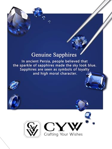 CYW Genuine Sapphire/Emerald/Ruby/Moissanite Necklace for Women, Really Authentic Solid 925 Sterling Silver, 16"/18"/20" Adjustable Chain, Anniversary Mother's Day Valentines Gift - color: Sapphire - Heart - White Gold, size: 8mm