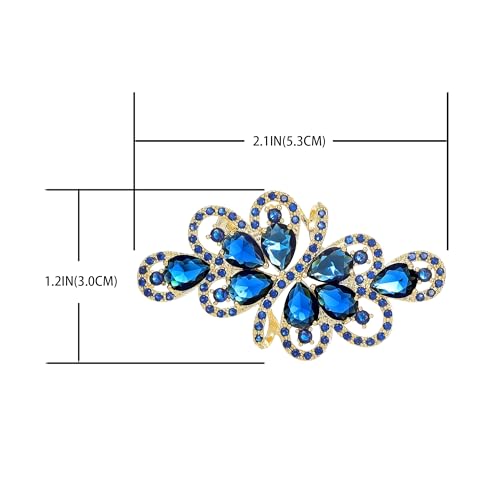 YOQUCOL Cubic Zirconia Crystal Rhinestone Wedding Brooch Pin for Women Brides Jewelry - color: A-Gold Blue