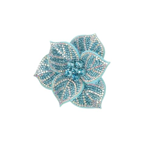 Rhinestone Flower Brooches Pins for Women Floral hair clips Elegant Crystal Lapel Pin Brooches for Dress Suit Hat Bag Brooche Pins for Clothes Accessories Christmas Parties Brooch Pin 2.75" - color: Blue