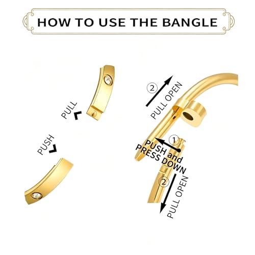 Gold Bangle Bracelets Set Stainless Steel Heart Stack Bracelet Hypoallergenic Dainty Bracelet For Women - color: Style 3