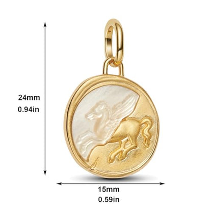 925 Sterling Silver Dangle Charm Fit Women Bracelet And Necklaces Jewelry | Medallion Pendants Beads Jewelry Charms for Women Fashion Gift Family Friends Mother's Day - color: Pegasus Medallion Charm M1782