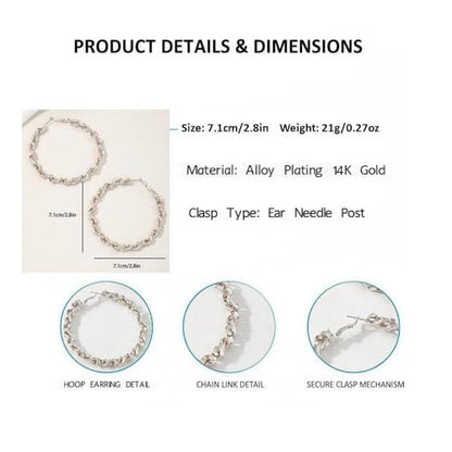 Large Hoop Earrings for Women Trendy, Dainty 70mm Gold/Silver Plated Huggie Hoops Hypoallergenic Post Fashion Statement Jewelry - style: Silver