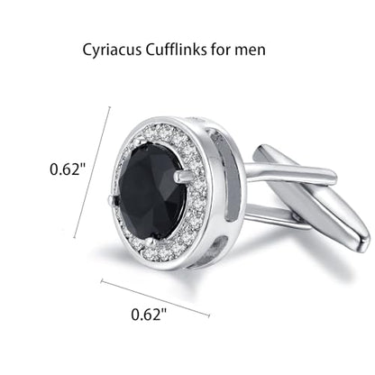 Crystal Cufflinks for Men CZ Cuff Links Sparkle Diamond Gold Ornate Cufflinks for Wedding Groom Best Man - style: Black