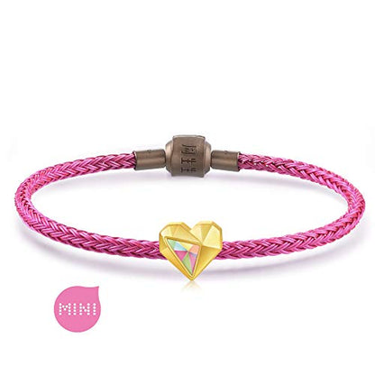 CHOW SANG SANG 999 24K Solid Gold Love Heart Mini Charm Bracelet for Women 91836C - size: 6.69 inches