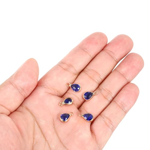 PATIKIL Birthstone Charm Beads Drop Pendant, Handmade Birthstone for Personalized Earrings Bracelet Necklace - color: Dark Blue, size: 0.47" x 0.24"