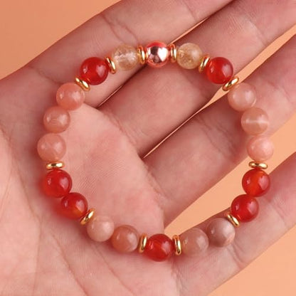 KSQS Healing Stone Bead Bracelet for Women, Natural Gemstones Balance Protection Bracelet, Spiritual Crystal Beads Bracelet Anxiety Relief with Meaning Card - color: Charisma