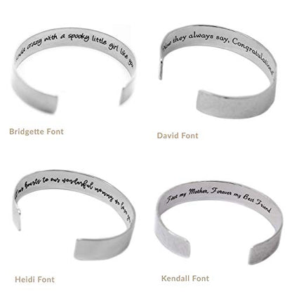 Sterling Silver Engraved Bracelet for Women - Customize for Mom Grandma Wife with Personalized Hidden Inspirational Quote Message from Son Daughter Husband .925 Silver