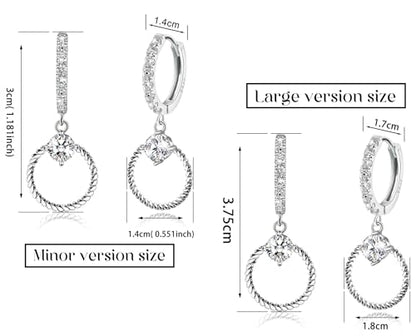 Sterling Silver Hoop Earrings with Drop Dangle for Women Hypoallergenic Twisted Earrings Huggie Hoop Earrings with Charms Trendy Cubic Zirconia Loop Earrings with Dangling Fashion Earring Gift for Her - size: Small