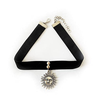 Harajuku Gothic sun pendant necklace collar Lace Choker Necklace