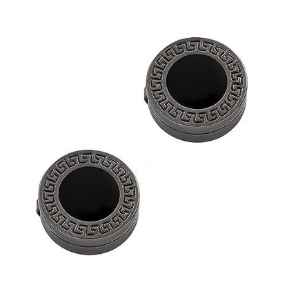 Mens Button Covers Tuxedo Shirt Cufflinks Alternative | Fake cufflinks and alternative fashion jewelry accessories for mens formal business dress shirts suits and groomsmen - color: K Black A