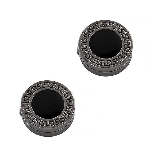 Mens Button Covers Tuxedo Shirt Cufflinks Alternative | Fake cufflinks and alternative fashion jewelry accessories for mens formal business dress shirts suits and groomsmen - color: K Black A