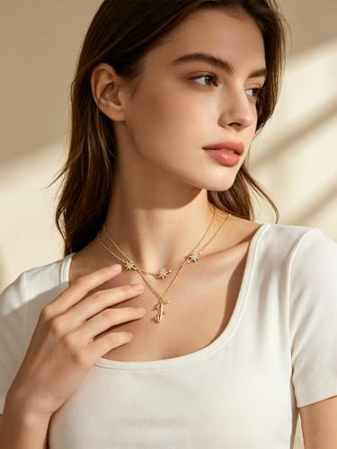 14K Gold A-Z Initial Lette Necklace Star Choker Women Necklace | Personalized Initial Jewelry, Meaningful Name Letter Gift for Women Wife Mom Friend, Perfect Present For Birthday/Anniversary - style: 14K Gold-F