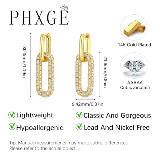 Gold Hoop Earrings for Women Trendy, 14K Gold Plated Huggie Earrings - color: Paperclip