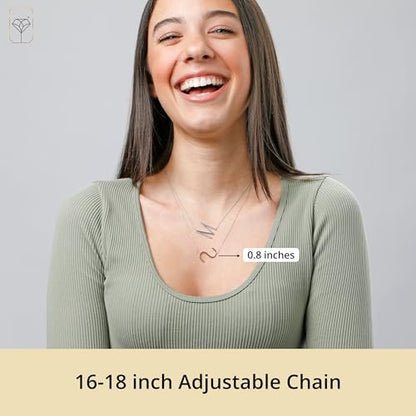 MAX + STONE 14k Gold Plated Sterling Silver Large Sideways Block Initial Letter Pendant Necklace for Woman with 16 Inches to 18 Inches Adjustable Chain and Spring Ring Clasp - style: Letter D