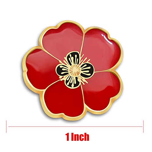 2/20/50/100Pcs Memorial Day Veterans day Flower Enamel Lapel Pin 1“, Souvenir For Men Women Clothes Bags Hats - color: 2-Pack