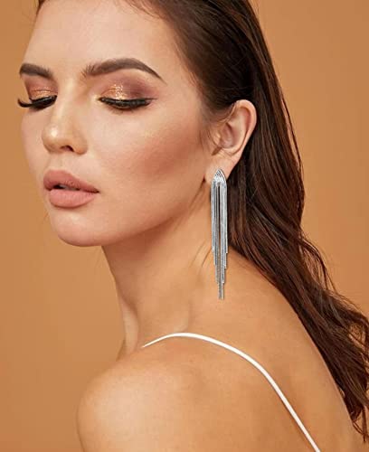Long Earrings for Women Dangling Black Tassel Earrings Fringe Earrings Formal Elegant Earrings Bridesmaid Jewelry - style: s