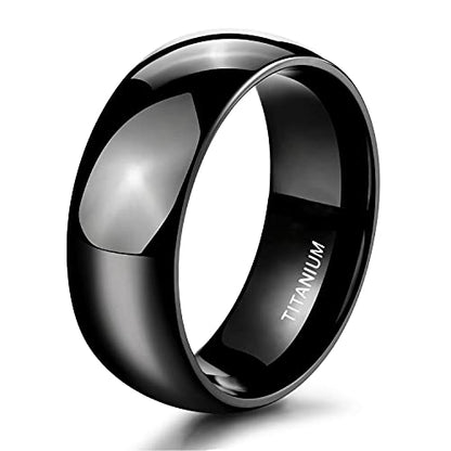 TIGRADE Black Titanium Ring 2mm 4mm 6mm 8mm Dome High Polished Wedding Band Size 3-14.5 - color: 8mm, size: 7.5