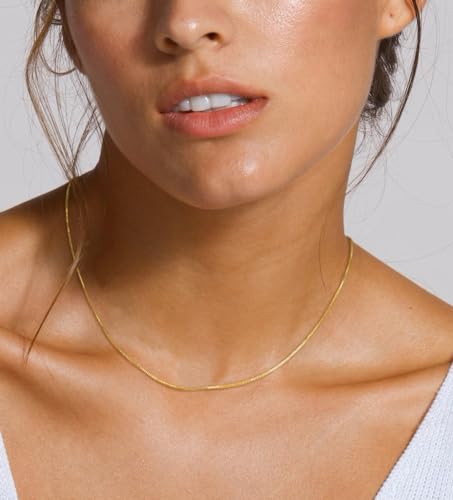 Dainty Sterling Silver Plated Diamond Choker Necklace for Women | Layered Created Diamond Pendent Necklace Set Non Tarnish, Stackable Cuban Chain Choker Jewelry - color: Gold-05