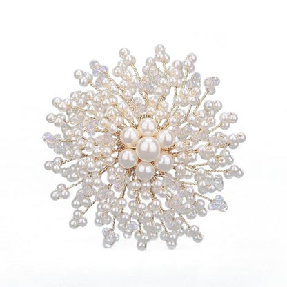 Flower White Pearl Brooch Pin for Women | Striking Large Pearl Flower Beads Statement Costume Pin Graceful Wedding Anniversary Prom Jewelry Gifts - style: Pearl2