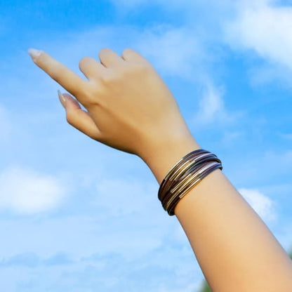 Gold Tube Leather Wrap Bracelets Boho Chunky Stackable Layered Western Cuff | Stacked Bohemian Cool Magnetic Clasp Bangles Statement Cowgirl Hippie Country Festival Accessories for Women Trendy - color: Brown