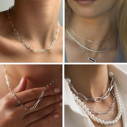 Kyutong 16.4 Feet Stainless Steel Paperclip Chain Links for Jewelry Making | 3MM Paper clip Necklace Chains Bulk for DIY Craft Bracelet Ankle Finding Jewelry Supplies - color: 3mm Paperclip Silver