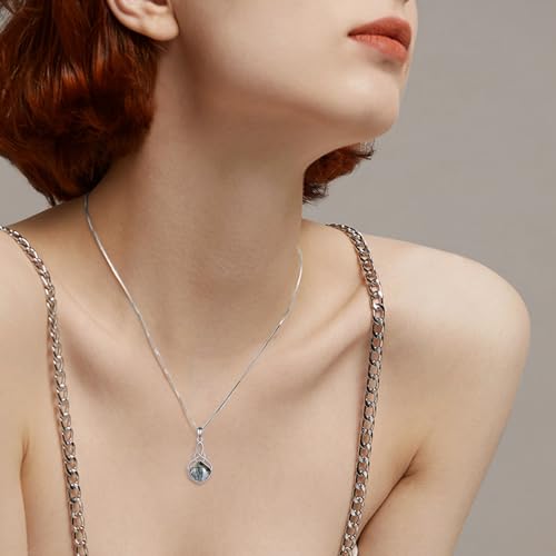 YAFEINI Irish Celtic Pendant Necklace Sterling Silver Natural Stone Teardrop Necklace Jewelry Gifts For Women Girls - color: Moss agate necklace