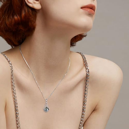 YAFEINI Irish Celtic Pendant Necklace Sterling Silver Natural Stone Teardrop Necklace Jewelry Gifts For Women Girls - color: Moss agate necklace