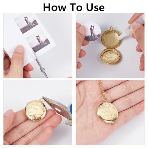 NICENEEDED 5 PCS 5 Style Copper Gold Locket Pendants, Small Heart Photo Frame Charms Metal Oval Memory Locket Charms, Square Picture Frame Bouquet Charm for DIY Jewelry Making