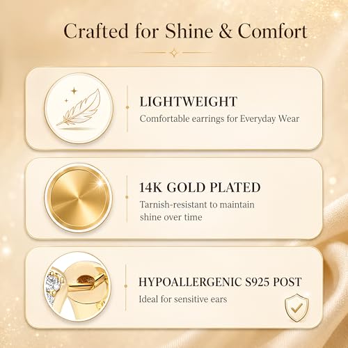 Gokeey Cubic Zirconia Hoop Earrings for Women, Sterling Silver Plated Small Huggie Hoops CZ Pave Chunky Thick Earrings Non Tarnish Hypoallergenic Lightweight Jewelry April Birthstone Gifts - color: Rose Gold