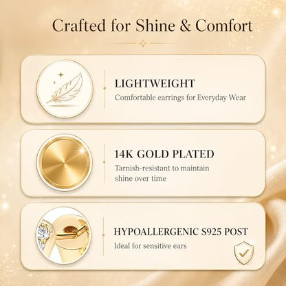 Gokeey Cubic Zirconia Hoop Earrings for Women, Sterling Silver Plated Small Huggie Hoops CZ Pave Chunky Thick Earrings Non Tarnish Hypoallergenic Lightweight Jewelry April Birthstone Gifts - color: Rose Gold