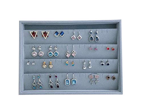 Premium Quality Grey Velvet Stackable Organizer Tray Earrings Jewelry Storage Store Home Organization Closet Drawer Inserts Dividers - size: Stud Earrings