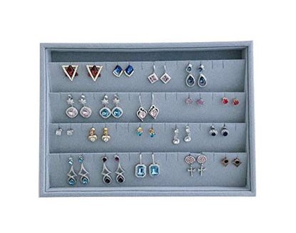 Premium Quality Grey Velvet Stackable Organizer Tray Earrings Jewelry Storage Store Home Organization Closet Drawer Inserts Dividers - size: Stud Earrings