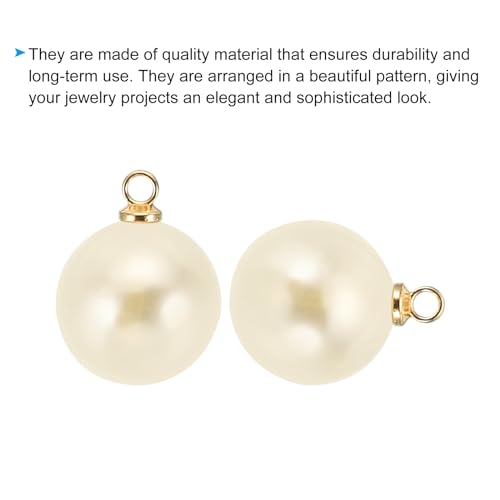 PATIKIL Pearl Charm, 100pcs Pearl Beads Faux Pearl Pendant Charm DIY for Jewelry Making Bracelets Earrings Necklace Crafts - color: Golden Beige, size: 14mm