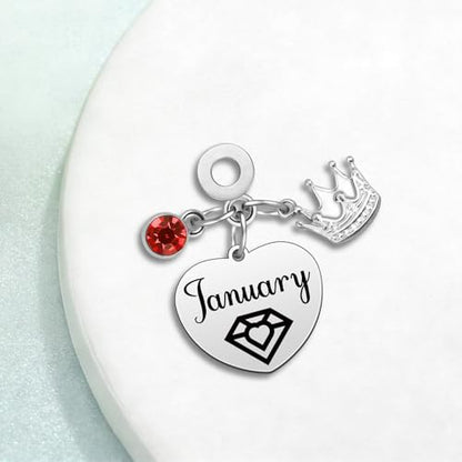 Birthday Gifts for Women Birthstone Charms for Bracelets Necklaces Jewelry Gift for Mom Wife Daughter Granddaughter Niece Sister Girlfriend - color: January