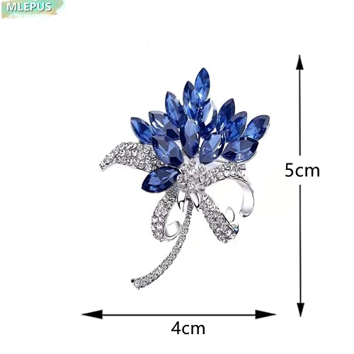 Lavender flower brooch crystal rhinestone tulip brooch elegant accessories jewelry women brooches and pins fashion jewelry wedding flowers lapel pin - color: Blue Bouquet