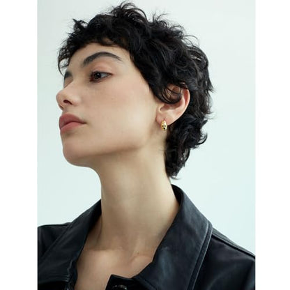 Statement Chunky Gold Earrings for Women Unique Square Stainless Steel Heaven Mayhem Button Stud Earrings Trendy Jewelry - style: Small Teardrop