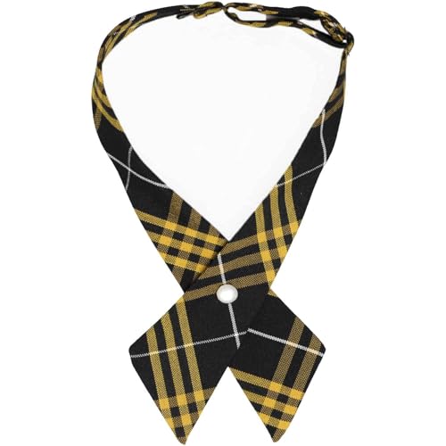 tiemart Crossover Tie - color: Black and Gold Plaid