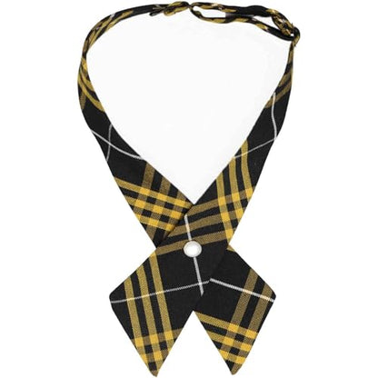 tiemart Crossover Tie - color: Black and Gold Plaid