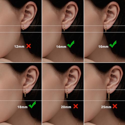 Silver Gold Hoop Earrings for Women Men, 316L Surgical Stainless Steel Huggie Hoop Earrings Set Hypoallergenic Small Cartilage Earrings Lightweight Hoop Earrings Huggie Set - color: gold-14/16/18mm