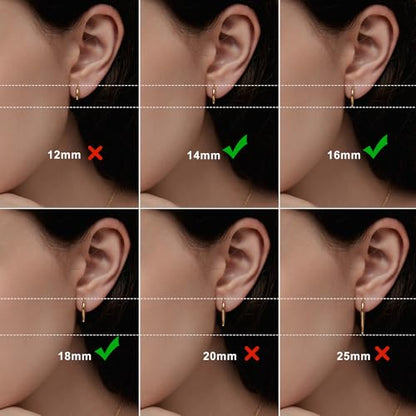 Silver Gold Hoop Earrings for Women Men, 316L Surgical Stainless Steel Huggie Hoop Earrings Set Hypoallergenic Small Cartilage Earrings Lightweight Hoop Earrings Huggie Set - color: gold-14/16/18mm