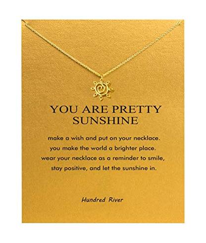 Baydurcan Friendship Anchor Compass Necklace Good Luck Elephant Pendant Chain Necklace with Message Card Gift Card - style: Abstract sun