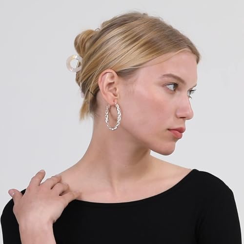Senteria S925 Sterling Silver Post Twisted Hoop Earrings Hypoallergenic | Lightweight Silver Hoop Earrings AAAAA Cubic Zirconia Nickel Free for Sensitive Ears Twisted Hoops for Women Gifts 20-60MM - color: silver-20/60mm