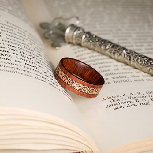 King Will Wood Wedding Band Wood Inlay for Men - color: Dragon-8mm