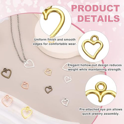 MECCANIXITY Heart Charm, Alloy Love Heart Pendants Valentines Love Dangle Connector Charm Bulk for Jewelry Making Necklace Bracelet Earrings, Cyan - color: Silver/ Cyan