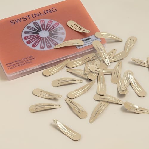 120 Pack Taupe 2 Inch Barrettes Women Metal Snap Hair Clips Accessories | Non - Slip Hairpins Barrettes for Kids Girls Teens - color: Taupe