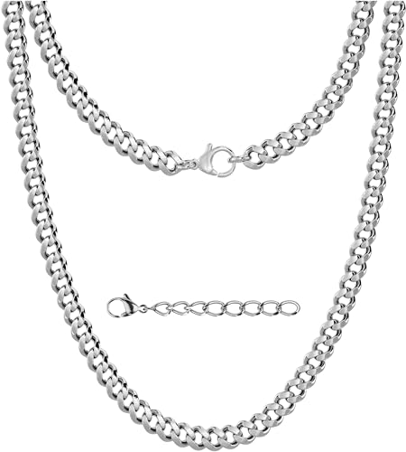 Silvadore Gold/Silver Chain for Men Necklace (2/4/6mm) - Stainless Steel Cuban Link Chain for Men (18K/925 Plated) - Thin, Non-Tarnish & Waterproof Jewelry - GIFT-READY - (18/20/22/24 Inch) - color: 925 Silver Plated, size: 18 inch (46cm), style: 6mm